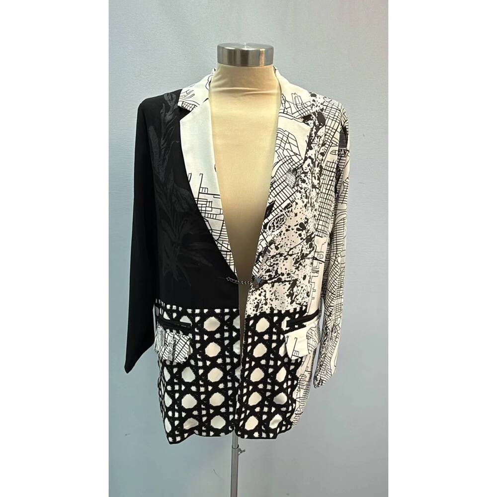 NEW LEMON GRASS women's polyester hand-printed jacket in black